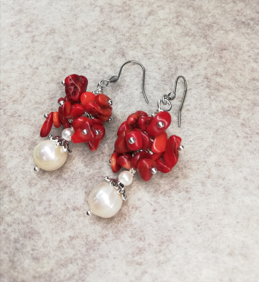 Parure corallo e perle