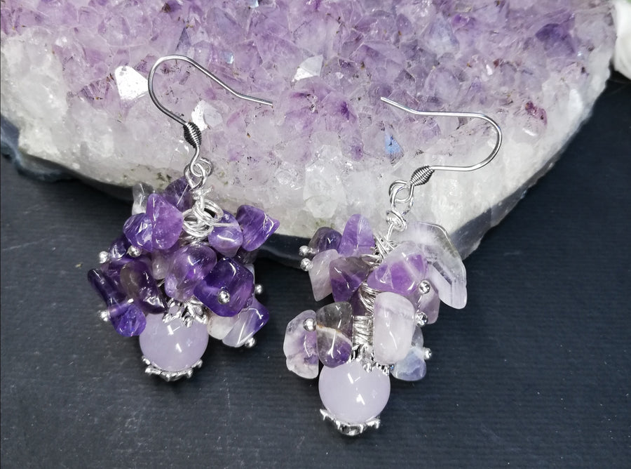 Orecchini in ametista e giada lavanda