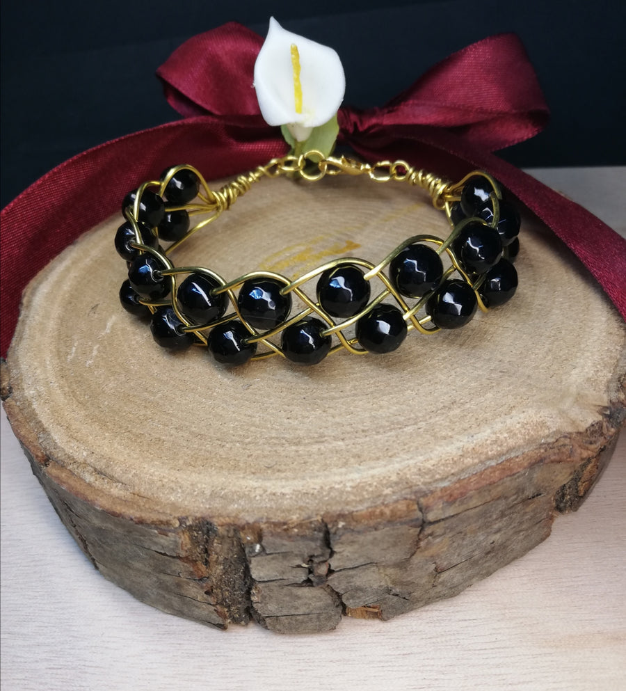 Bracciale treccia in onice