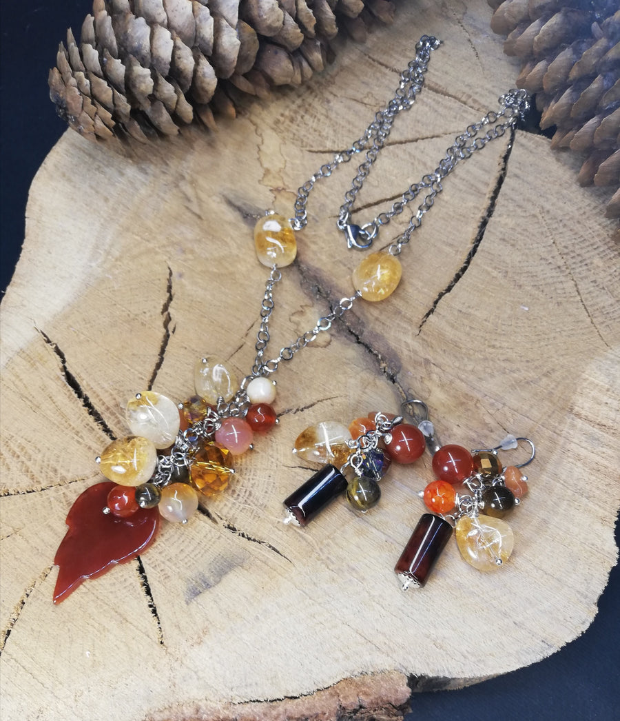 Parure a grappolo arancio/ocra