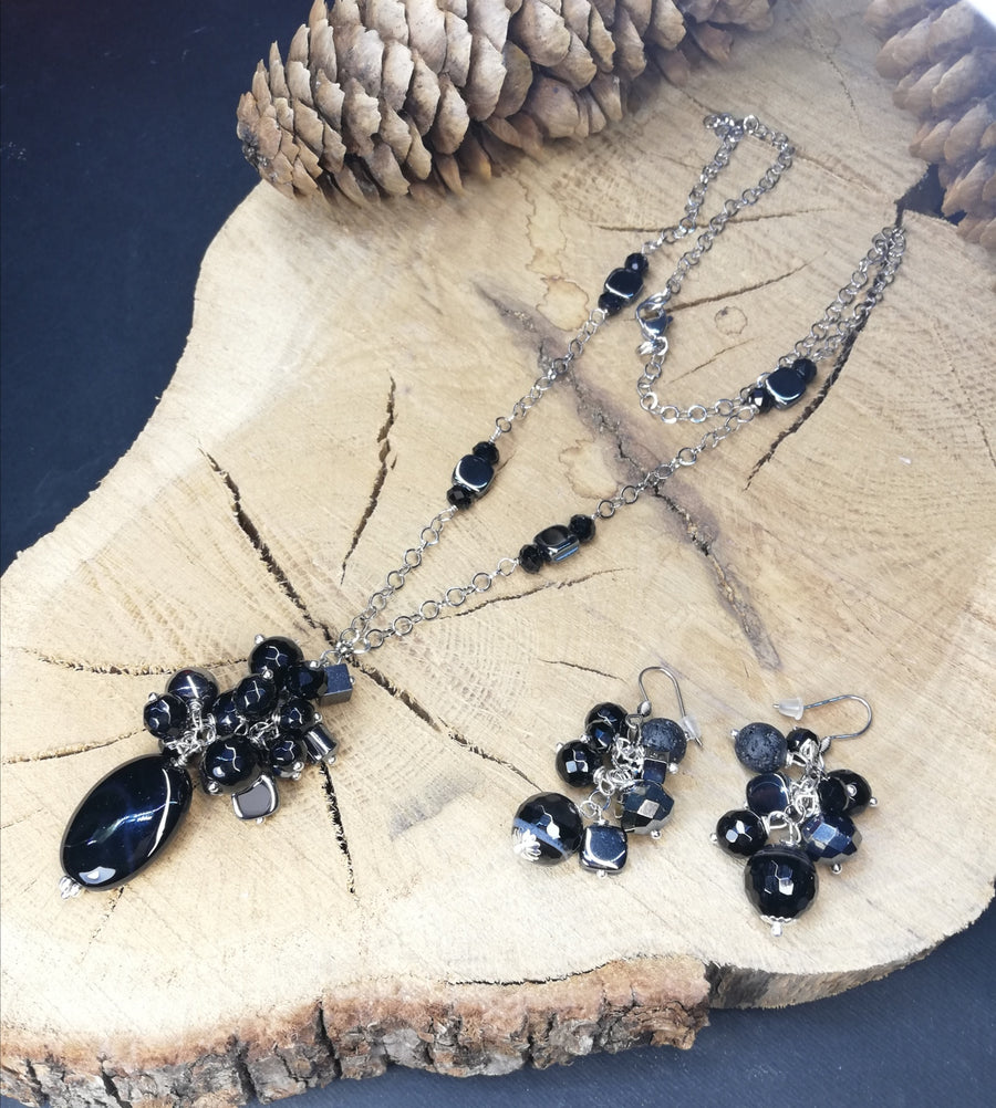 parure a grappolo nera