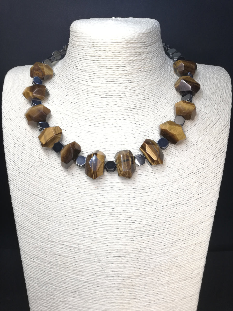 Collana occhio di tigre con ematite