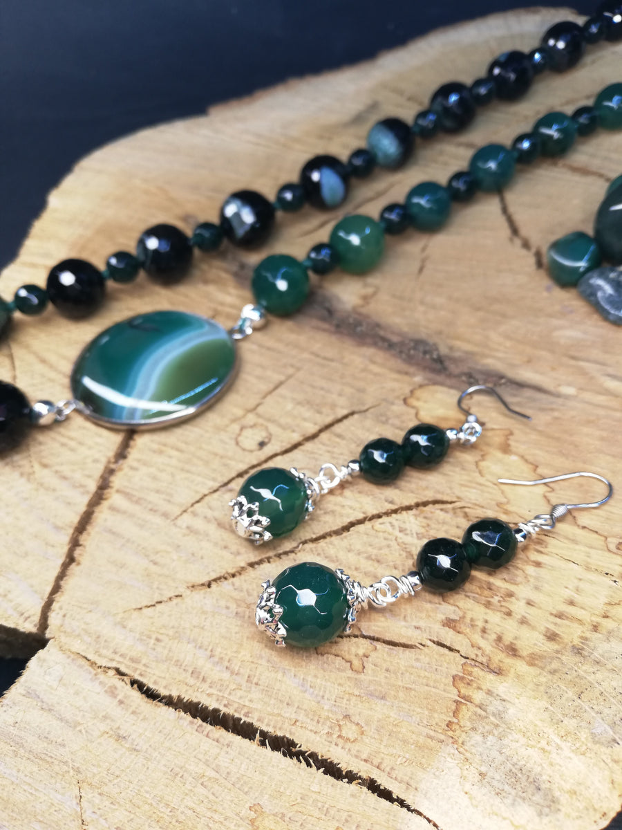 Parure agate verdi