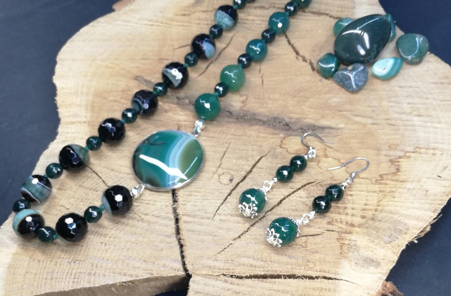 Parure agate verdi