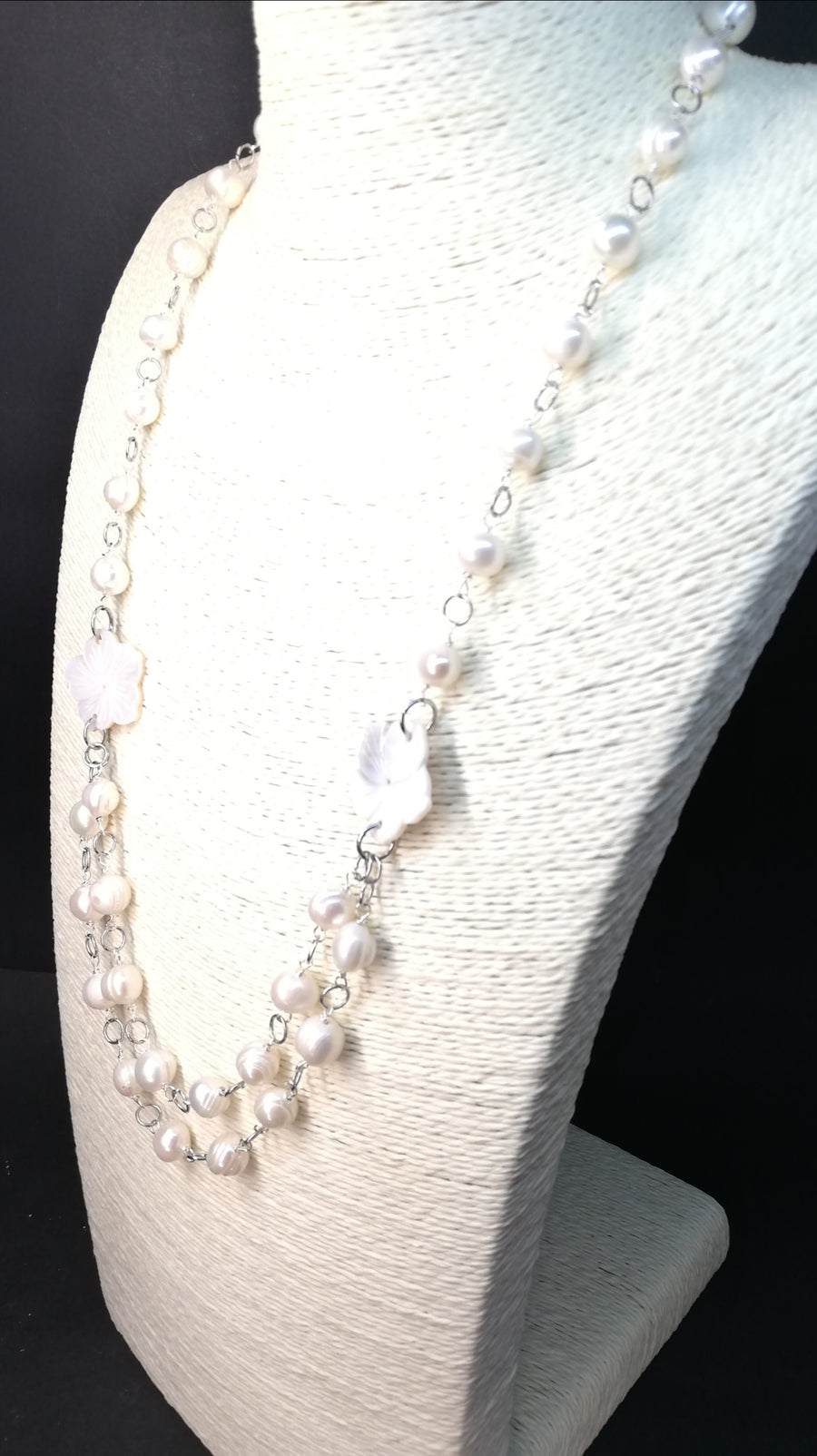 Collana perle con fiori