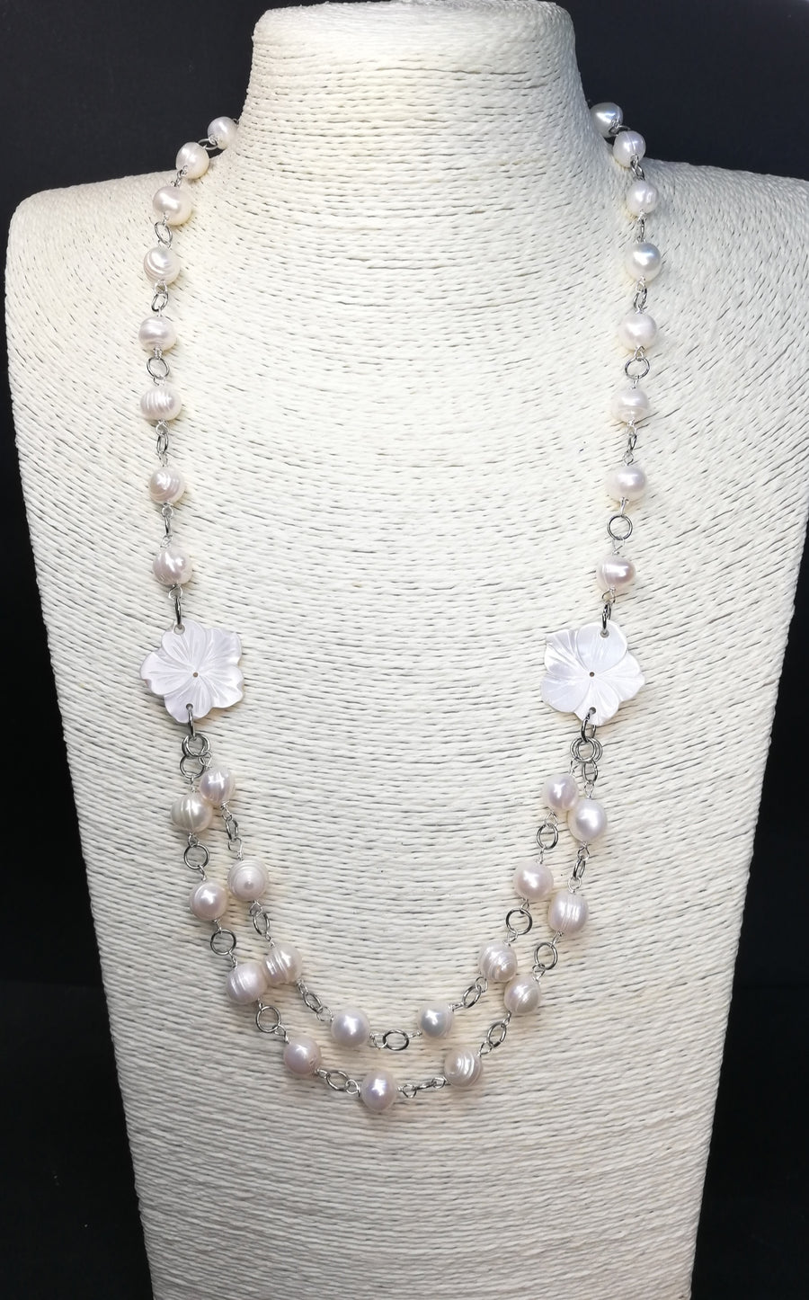 Collana perle con fiori