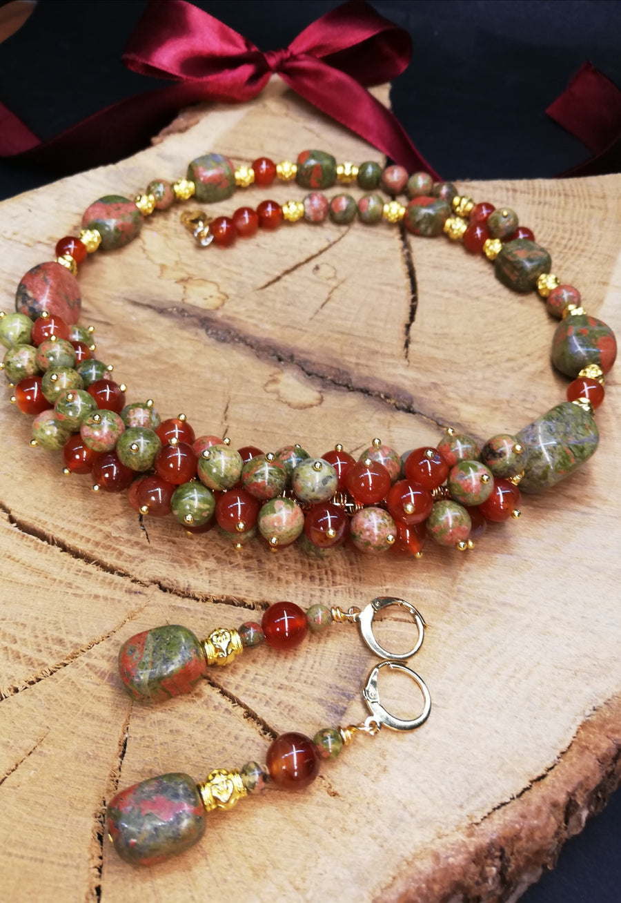 Parure coniola e unakite